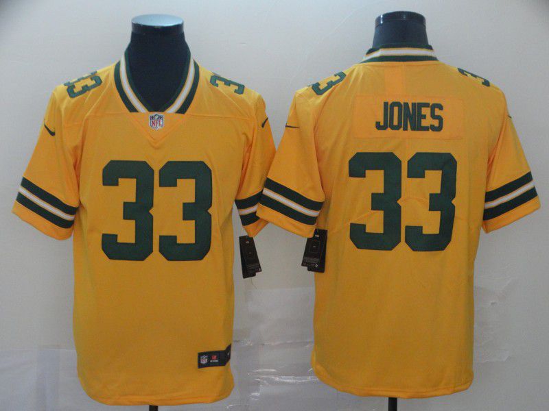 Men Green Bay Packers #33 Jones Yellow Nike Vapor Untouchable Limited Player NFL Jerseys
